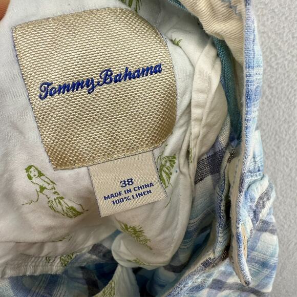 Tommy Bahama Shorts men's 38 Blue White Linen Chino Summer Cookout Vacation Golf - Picture 9 of 11